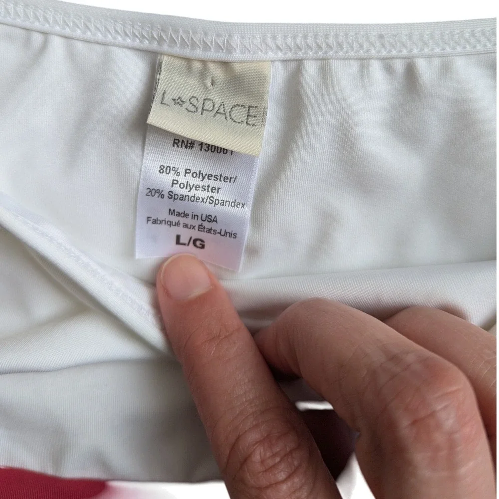 L Space Ren bikini top size L + Wilson bitsy bottom M striped retro set‎